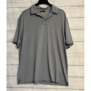 Jack Nicklaus Golden Bear Mens Golf Polo Shirt XL Gray Stripe Yellow Logo
